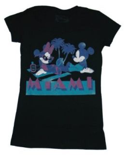 Mickey And Minnie Mouse Disney Miami Vintage Style Soft Juniors Babydoll T Shirt Select Shirt Size: Small: Clothing