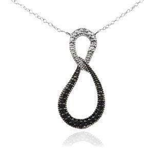 Sterling Silver Black & White Diamond Accent Infinity Necklace: Jewelry