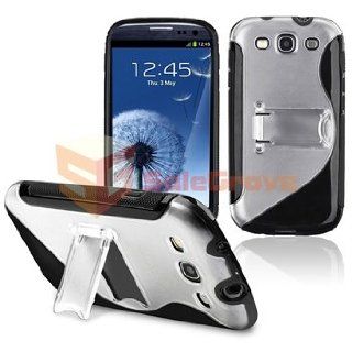 Black Stand Skin Case+privacy Screen Guard for Samsung Galaxy S 3 III I535: Cell Phones & Accessories