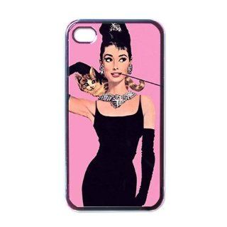 Audrey Hepburn Pink Dress iPhone 4 / iPhone 4s Black Designer Shell Hard Case Cover Protector Gift Idea: Cell Phones & Accessories