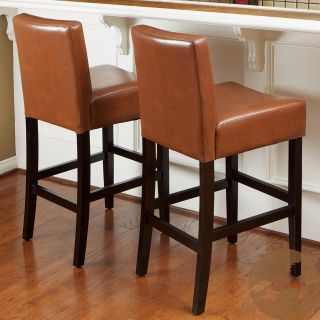 Christopher Knight Home Lopez Hazelnut Leather Counterstools (set Of 2)