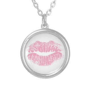 Pink Lipstick Kiss Mark Necklace