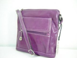 Giani Bernini Glazed Leather Crossbody Handbag Purse ~ Purple In Color: Clothing