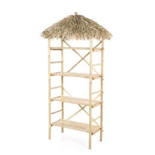 Natural Bamboo 3 Tier Shelf with Palapa Roof