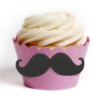 Dress My Cupcake DMC91471 DIY Standard Mustache Cupcake Wrapper Kit, Rose Light Pink, Set of 100: Kitchen & Dining