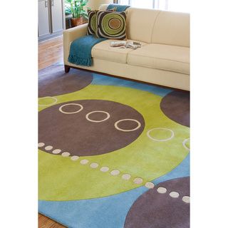 Hand tufted Contemporary Multi Colored Geometric Circles Mayflower Wool Abstract Rug (8' x 11') 7x9   10x14 Rugs