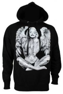 Marilyn Monroe Tattoo Angel Wings Men's Black Pullover Hoodie Sweatshirt (S) at  Mens Clothing store