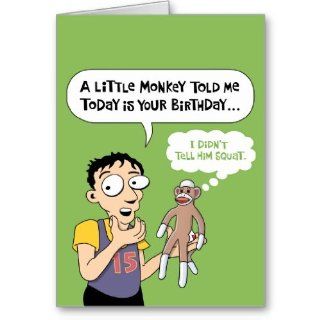 Funny Sock Monkey Birthday Card : Greeting Cards : Office Products