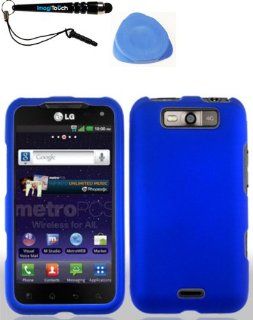 IMAGITOUCH(TM) 3 Item Combo LG MS840 Connect 4G LS840 Viper Rubber Dr. Blue Snap On Hard Case Shell Cover Phone Protector Faceplate (Stylus pen, Pry Tool, Phone Cover): Cell Phones & Accessories