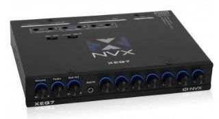 NVX XEQ7 7 Band Graphic Stereo Equalizer (1/2 DIN) with Dual Aux Input and Sub Control 