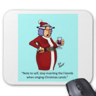 Funny Christmas Wine Cartoon Gift! Mouse Pads