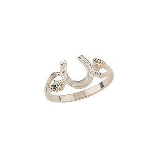 Beautiful! Authentic Black Hills Diamond cut Gold Sterling silver Women's Horseshoe Ring: Right Hand Rings: Jewelry