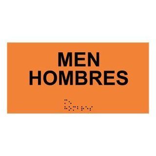ADA Men Bilingual Braille Sign RSMB 430 BLKonORNG Mens / Boys : Business And Store Signs : Office Products