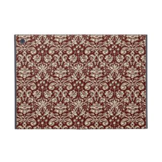 Gold Metal Color Damask Pattern on Maroon iPad Mini Cases