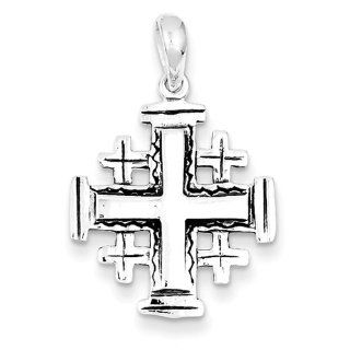 Sterling Silver Antiqued Jerusalem Crusader Pendant: Jewelry
