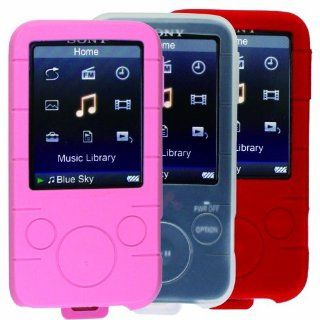 Kroo Silicone Skin Case For Sony NWZ E435/436/438 (Clear/Red/Pink) : MP3 Players & Accessories