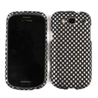 ACCESSORY HARD TEXTURED CASE COVER FOR SAMSUNG SCH I425 3D BLACK WHITE CHECKERBOARD: Cell Phones & Accessories