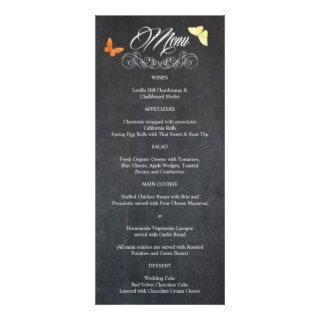 Trendy Chalkboard Wedding Reception Menus (4x9) Customized Rack Card