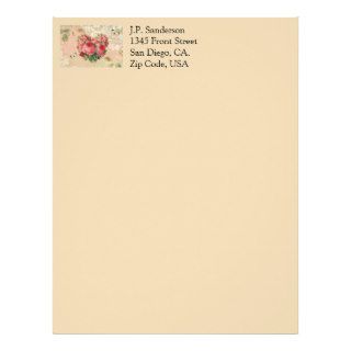 Girly Vintage Rose Heart Collage Letterhead Template