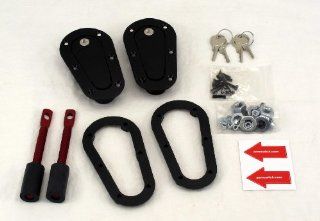 AeroCatch Plus Flush Locking Hood Latch and Pin Kit   Black   Now includes Molded Fixing Plates   Part # 120 2100: Automotive