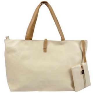 Classic Fashion Leather Tote Bags with Coin Wallet (Beige) Shoes
