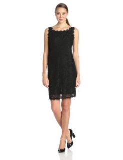 Tiana B Women's Sleeveless Stretch Lace Dress with High Square Neck and V Back