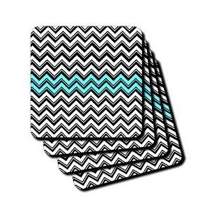 cst_65775_3 Anne Marie Baugh Chevron Stripes   Gray and Turquoise Chevron Stripes   Coasters   set of 4 Ceramic Tile Coasters: Kitchen & Dining