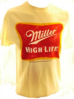 Miller High Life Mens T Shirt   Beer Brand Logo on Cream (XX Large): Clothing