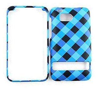 HTC Incredible HD Blue / Black Plaid HARD PROTECTOR COVER CASE / SNAP ON PERFECT FIT CASE: Cell Phones & Accessories
