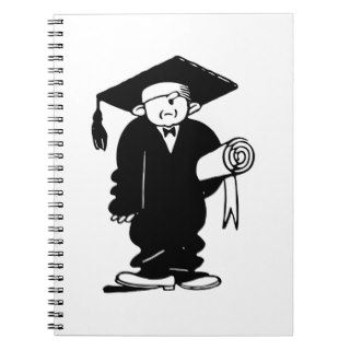 Retro Vintage Black & White Funny Graduation Boy Spiral Note Books