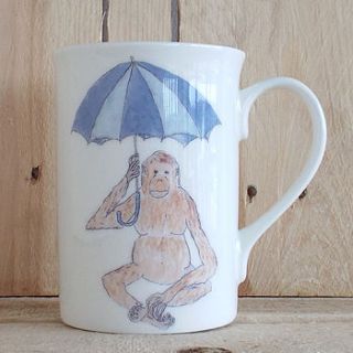 orangutang holding umbrella design mug by mellor ware