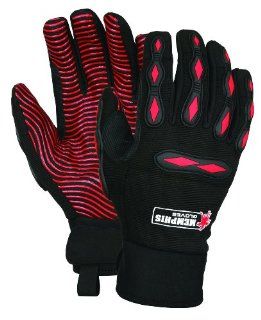 MCR Safety 908L Memphis Synthetic Palm Multi Task Gloves with Adjustable Wrist Closure, Red/Black, Large, 1 Pair   Work Gloves  