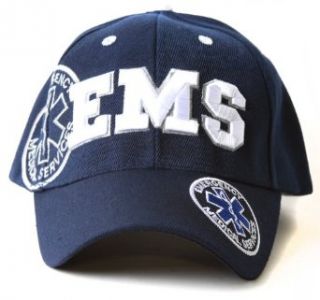 Deluxe Style EMS Emergency Medical Service Paramedics Logo Hat   Navy at  Mens Clothing store