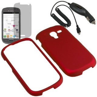 Aimo Hard Shield Shell Cover Snap On Case for T Mobile Samsung Galaxy Exhibit T599 (2013)+ Fitted Screen Protector + Car Charger Red: Cell Phones & Accessories