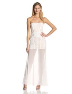 BCBGMAXAZRIA Women's Vivienne Lace Bodice Strapless Evening Dress at  Womens Clothing store:
