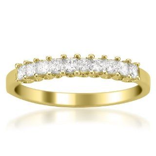 14k Yellow Gold Princess cut Diamond Bridal Wedding Band Ring (1/2 cttw, H I, I1 I2) Jewelry