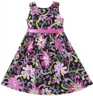 CX93 Girls Dress Purple Paisley Flower Print Kids Sundress Size 6: Clothing