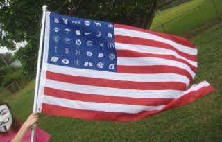SALE PRICE! Corporate American America USA Flag Protest Banner 5'x3' ANONYMOUS NWO Police State : Outdoor Flags : Patio, Lawn & Garden