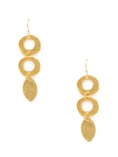 Gold Double Circle & Leaf Drop Earrings by Wendy Mink