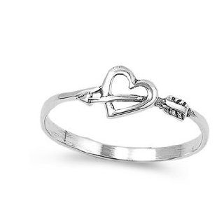 Sterling Silver Cupids Arrow Heart Ring (Size 4   9): Jewelry