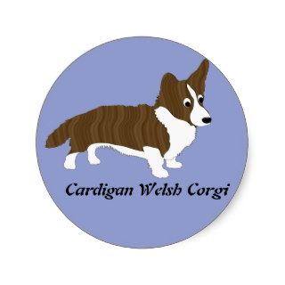 Cartoon Cardigan Welsh Corgi (Brindle) Round Sticker