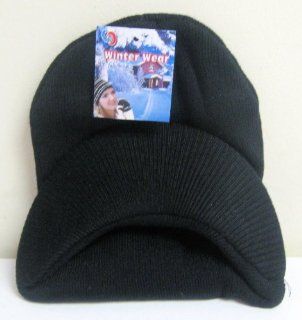 Beanie Hat with Bill Knit Cap   Black  Ski Helmets  Sports & Outdoors