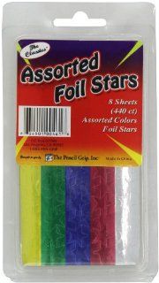 Pencil Grip The Classics Foil Stars Stickers, Assorted Colors, 8 Sheets, 440 Count (TPG 461)  Non Decorative Stickers 