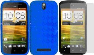 For HTC One SV TPU Cover Case + LCD Screen Protector Blue Accessory: Cell Phones & Accessories