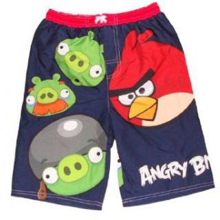 Angry Birds : Birds and Pigs Boys Swim Trunks (7, Navy): Fashion Swim Trunks: Clothing