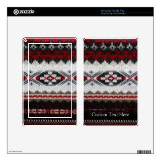 Red/Brown Knit Aztec Sweater Look Kindle Fire Decals