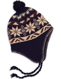 Winter Warm Up   Mens Peruvian Knit Hat, Black, Tan, Brown 28529 onesize at  Mens Clothing store