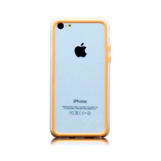 Premium TPU Frame Bumper Skin Case Cover with Botton for Iphone 5C   Orange with DT Stylus Pen and Screen Protector: Cell Phones & Accessories