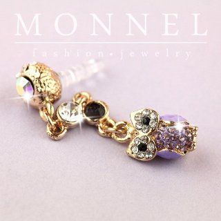 Ip486 Cute Purple OWL Dust Proof Phone Plug Cover Charm for Iphone Smart Phone Cell Phones & Accessories