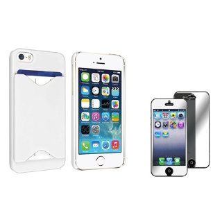 eForCity White with Card Holder Hard plastic Case with FREE Mirror Screen Protector compatible with Apple® iPhone® 5 / 5S: Cell Phones & Accessories